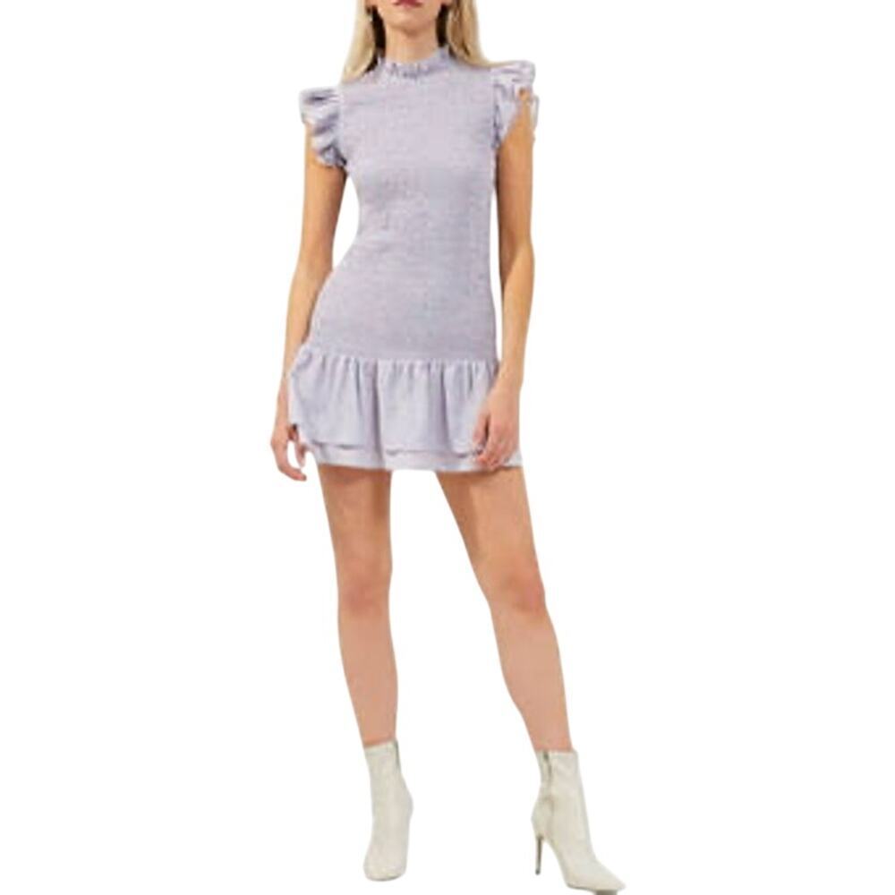 French Connection Elao Drape Forget Me Not Mini Ruffled Dress Womens Size Medium